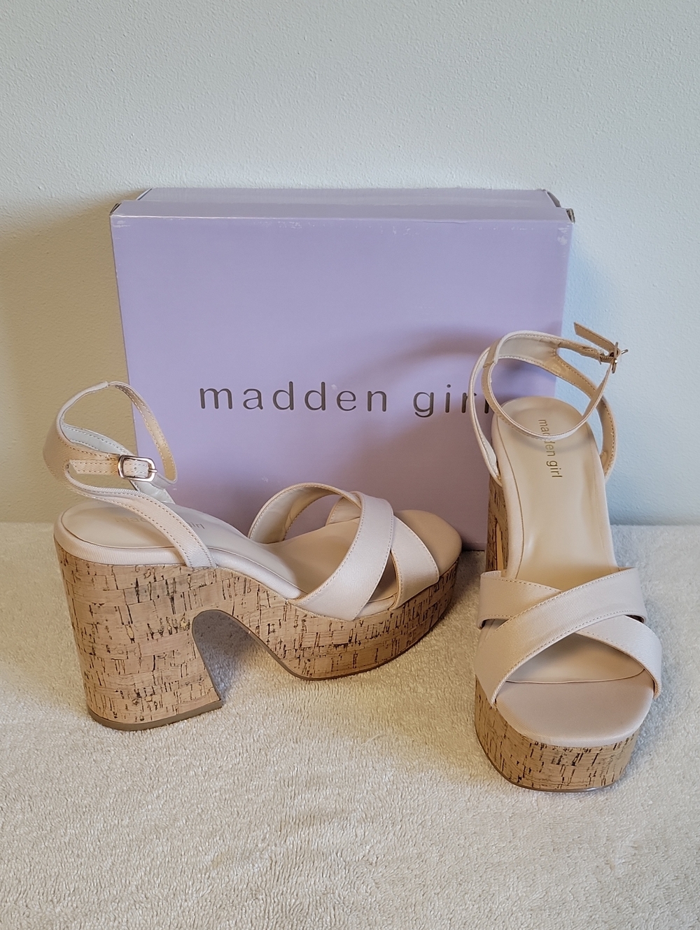 Madden Girl "Riio" Cork Platform Sandals, NIB